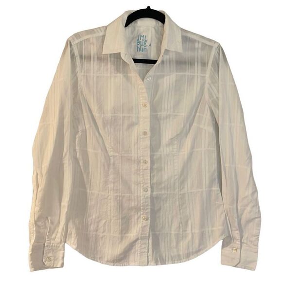 J.McLaughlin white square textured collared button up 4 - Picture 1 of 10